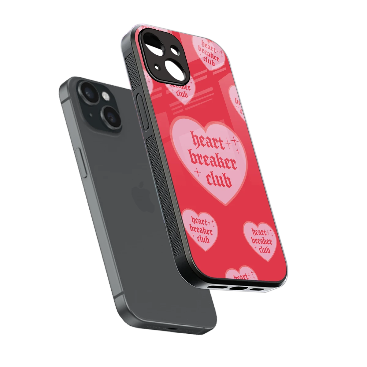 Heart Breaker Club sleek iphone 13 cover with tempered glass back and TPU edges