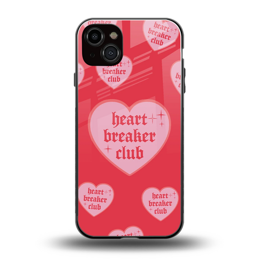 Heart Breaker Club back phone cover | glass case for iphone 15 plus