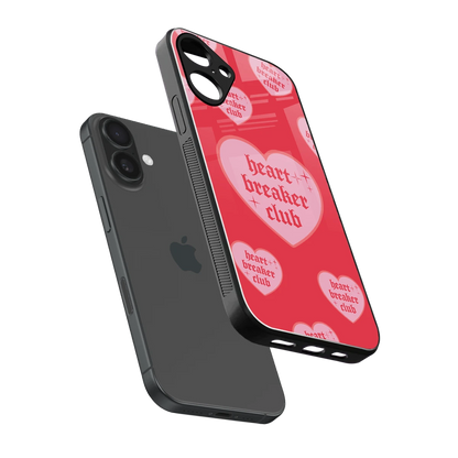 Heart Breaker Club sleek iphone 16 plus cover with tempered glass back and TPU edges