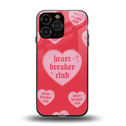 Heart Breaker Club back phone cover | glass case for iphone 16 pro max