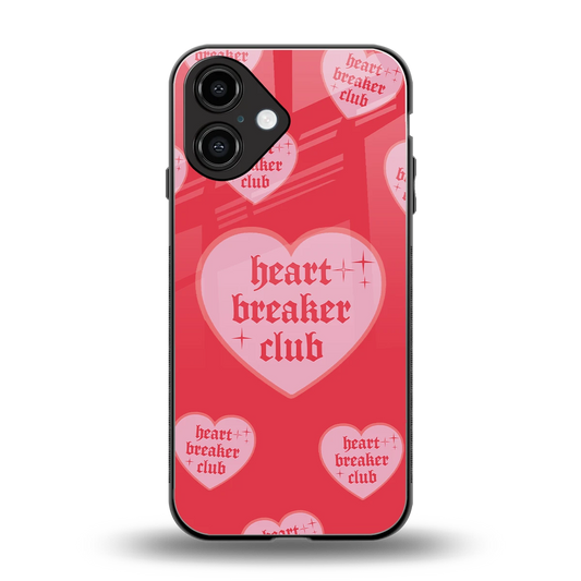 Heart Breaker Club back phone cover | glass case for iphone 16