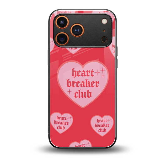 Heart Breaker Club back phone cover | glass case for iphone 17 pro max