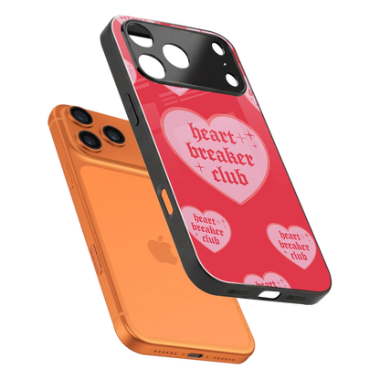 Heart Breaker Club sleek iphone 17 pro cover with tempered glass back and TPU edges