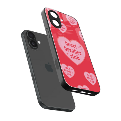 Heart Breaker Club sleek iphone 17 cover with tempered glass back and TPU edges