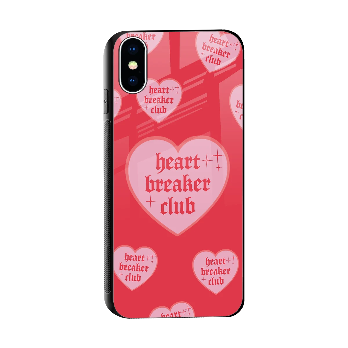 Heart Breaker Club sleek iphone xs cover with tempered glass back and TPU edges