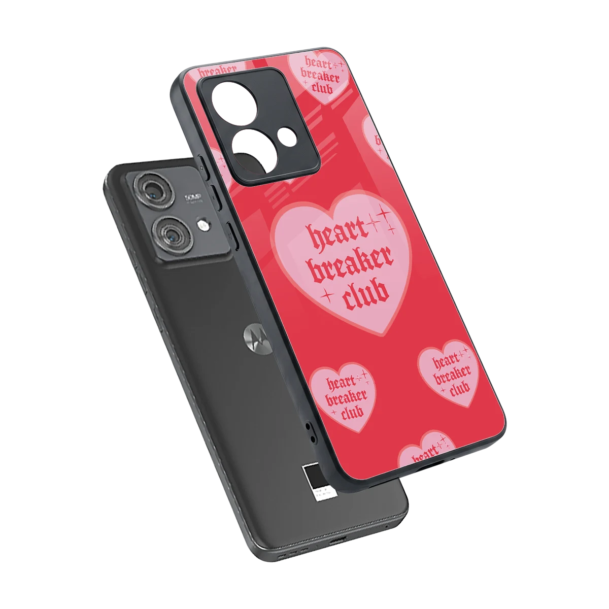 Heart Breaker Club sleek motorola edge 40 neo 5g cover with tempered glass back and TPU edges