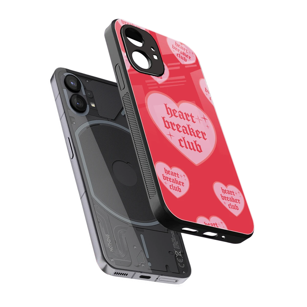 Heart Breaker Club sleek nothing phone 1 cover with tempered glass back and TPU edges