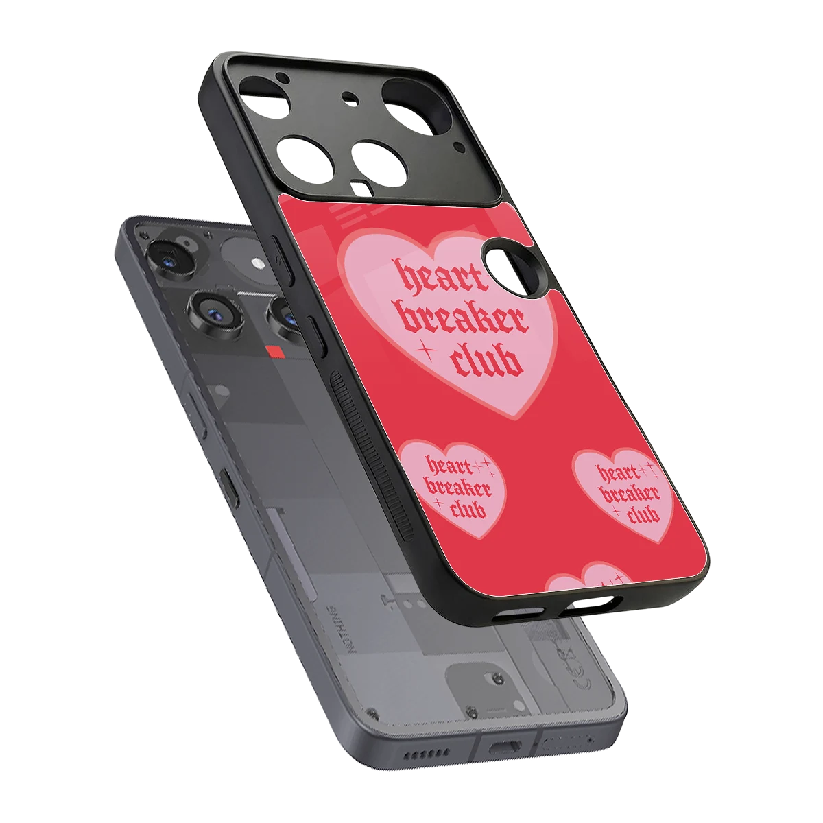 Heart Breaker Club sleek nothing phone 3 cover with tempered glass back and TPU edges