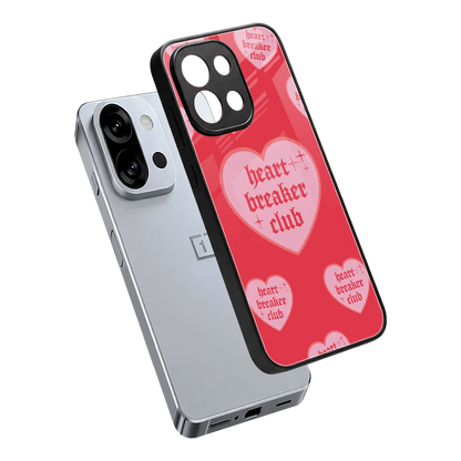 Heart Breaker Club sleek oneplus 13s cover with tempered glass back and TPU edges