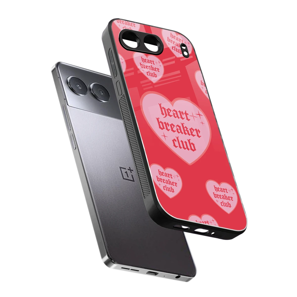 Heart Breaker Club sleek oneplus nord 4 cover with tempered glass back and TPU edges