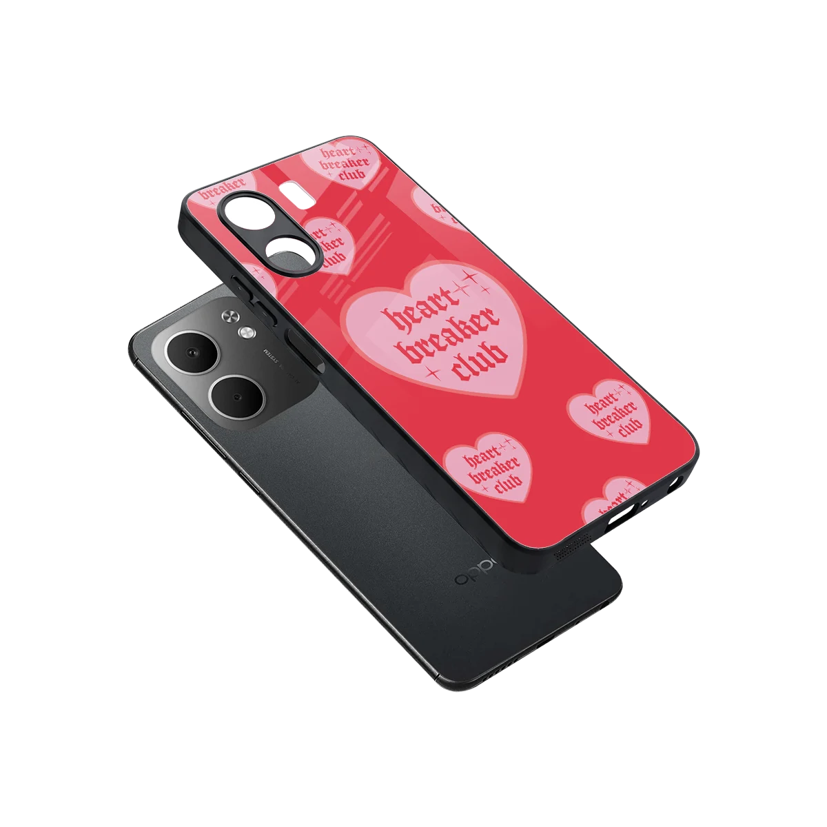 Heart Breaker Club sleek oppo a5x 5g cover with tempered glass back and TPU edges