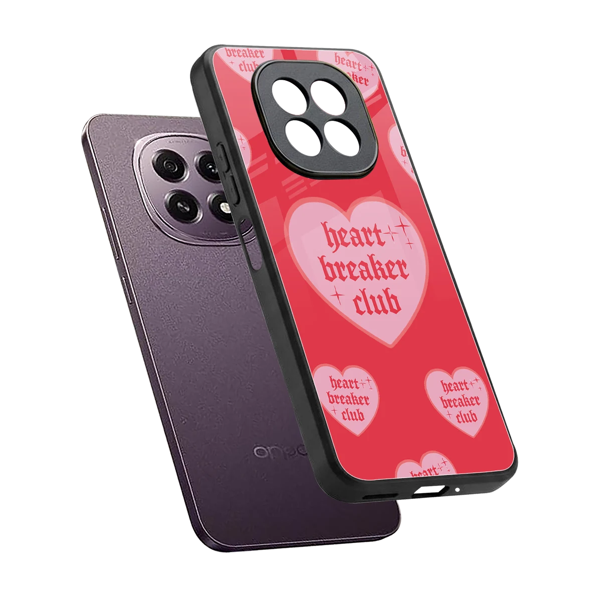 Heart Breaker Club sleek oppo f29 5g cover with tempered glass back and TPU edges