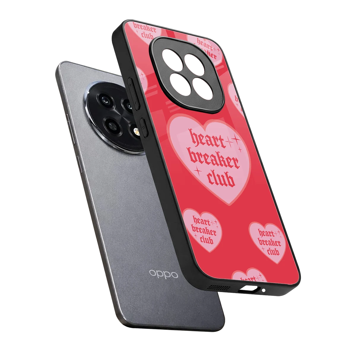 Heart Breaker Club sleek oppo f29 pro 5g cover with tempered glass back and TPU edges