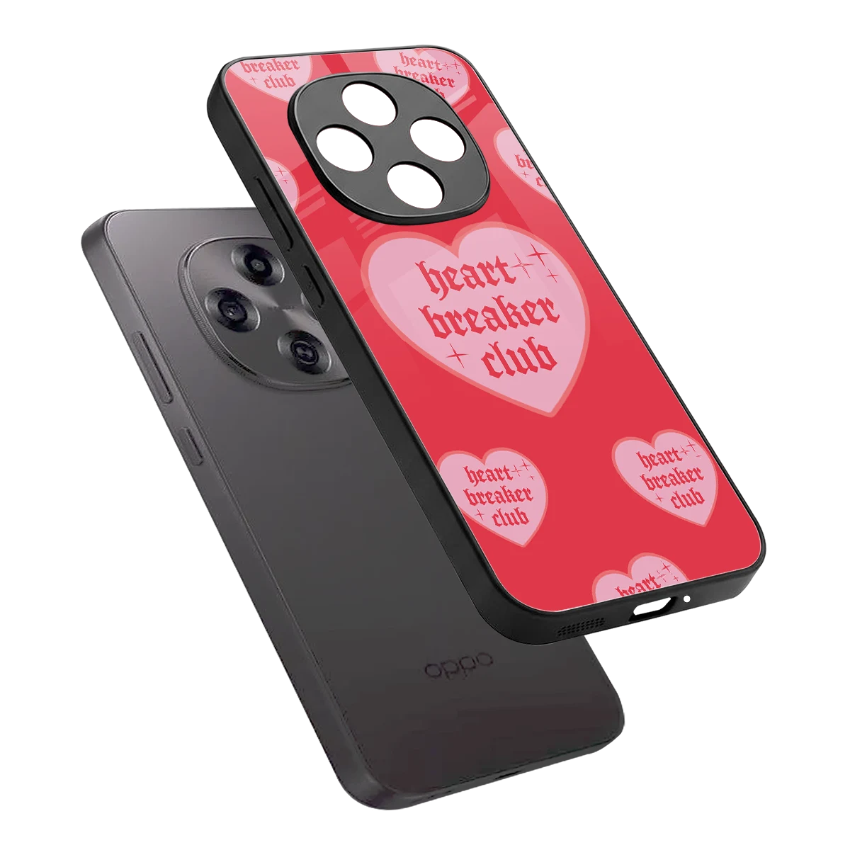 Heart Breaker Club sleek oppo f31 pro 5g cover with tempered glass back and TPU edges