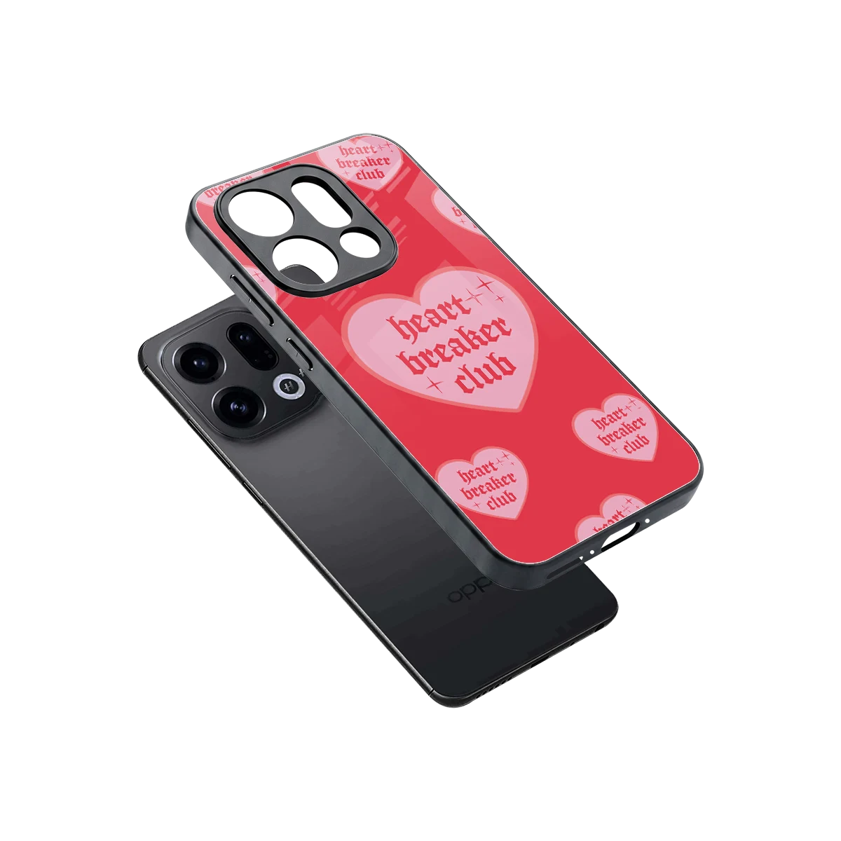 Heart Breaker Club sleek oppo find x9 cover with tempered glass back and TPU edges