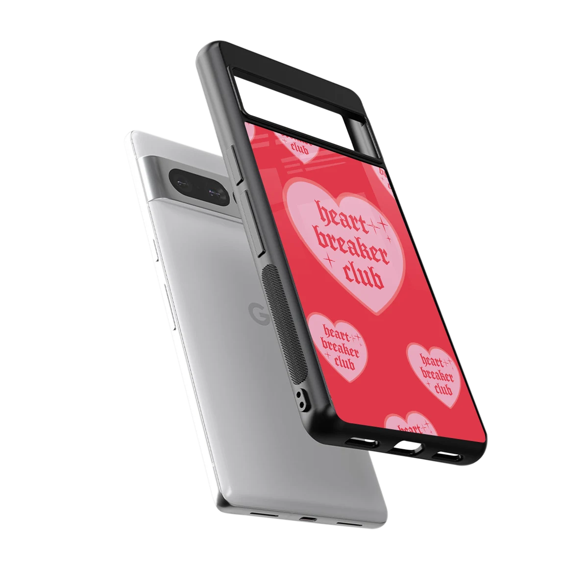 Heart Breaker Club sleek google pixel 7 pro cover with tempered glass back and TPU edges