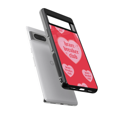 Heart Breaker Club sleek google pixel 7a cover with tempered glass back and TPU edges