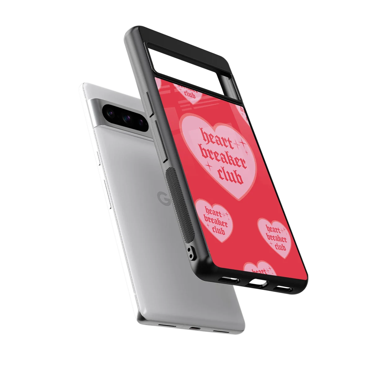 Heart Breaker Club sleek google pixel 8 pro cover with tempered glass back and TPU edges