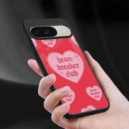 Heart Breaker Club sleek google pixel 9 cover with tempered glass back and TPU edges