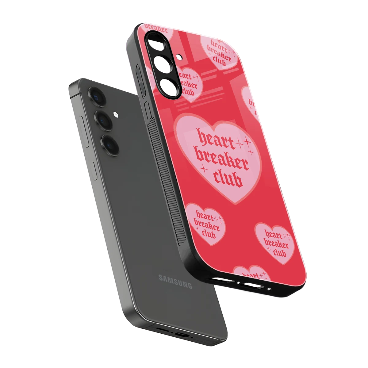 Heart Breaker Club sleek samsung galaxy a55 5g cover with tempered glass back and TPU edges