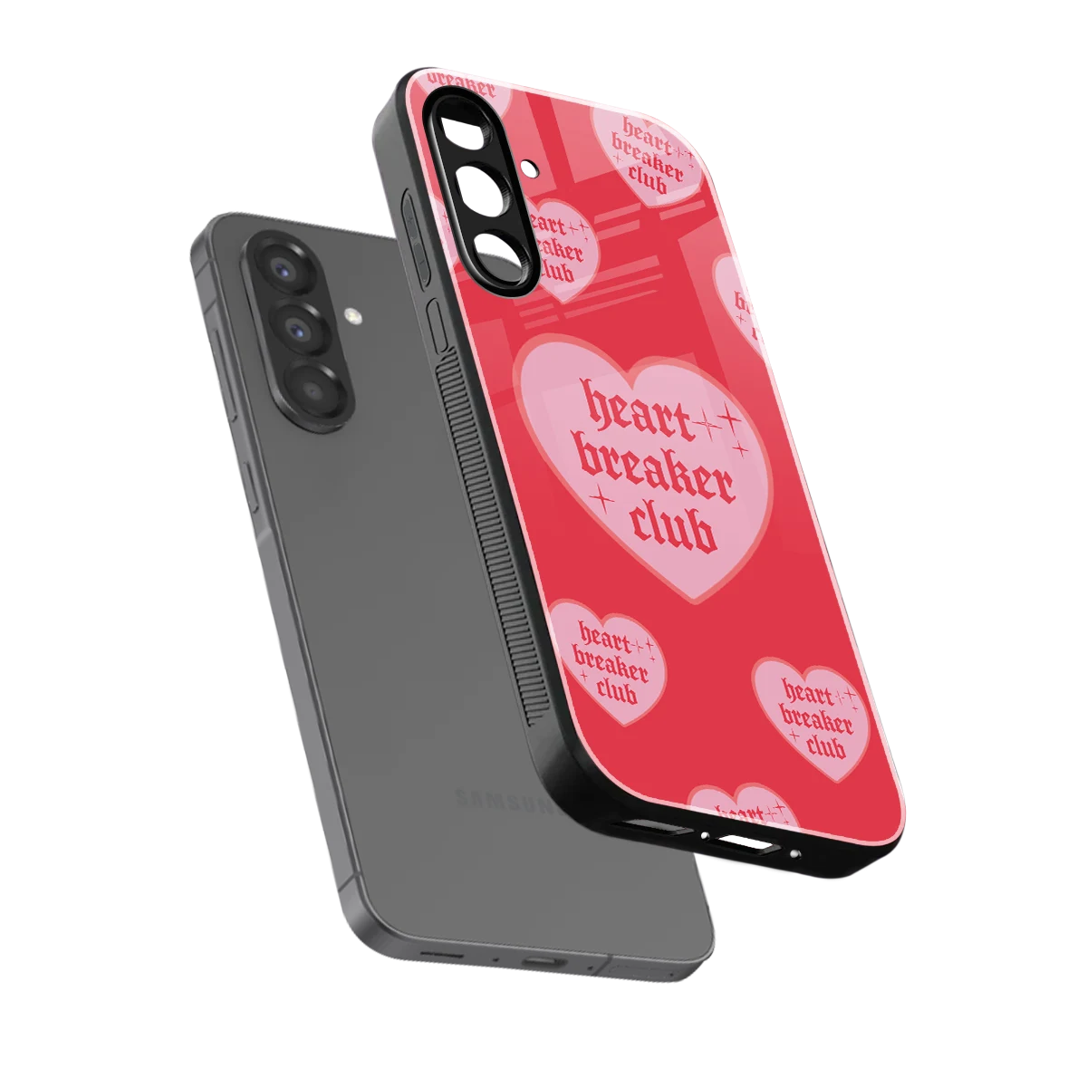 Heart Breaker Club sleek samsung galaxy a26 5g cover with tempered glass back and TPU edges