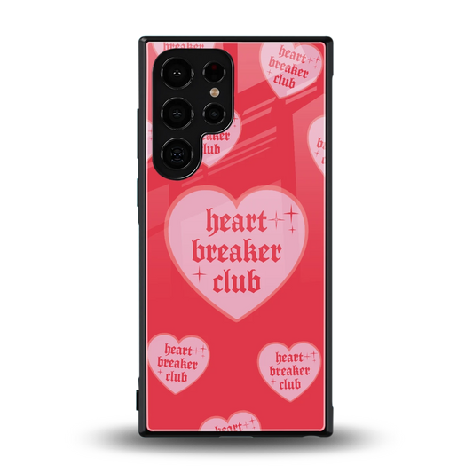 Heart Breaker Club back phone cover | glass case for samsung galaxy s23 ultra