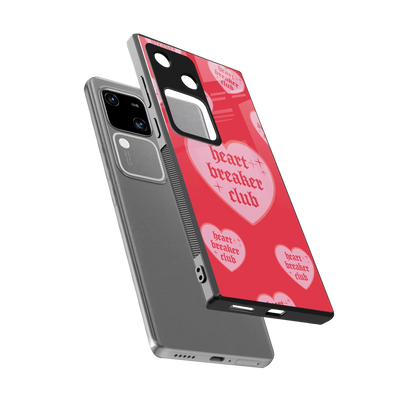 Heart Breaker Club sleek vivo v30 cover with tempered glass back and TPU edges
