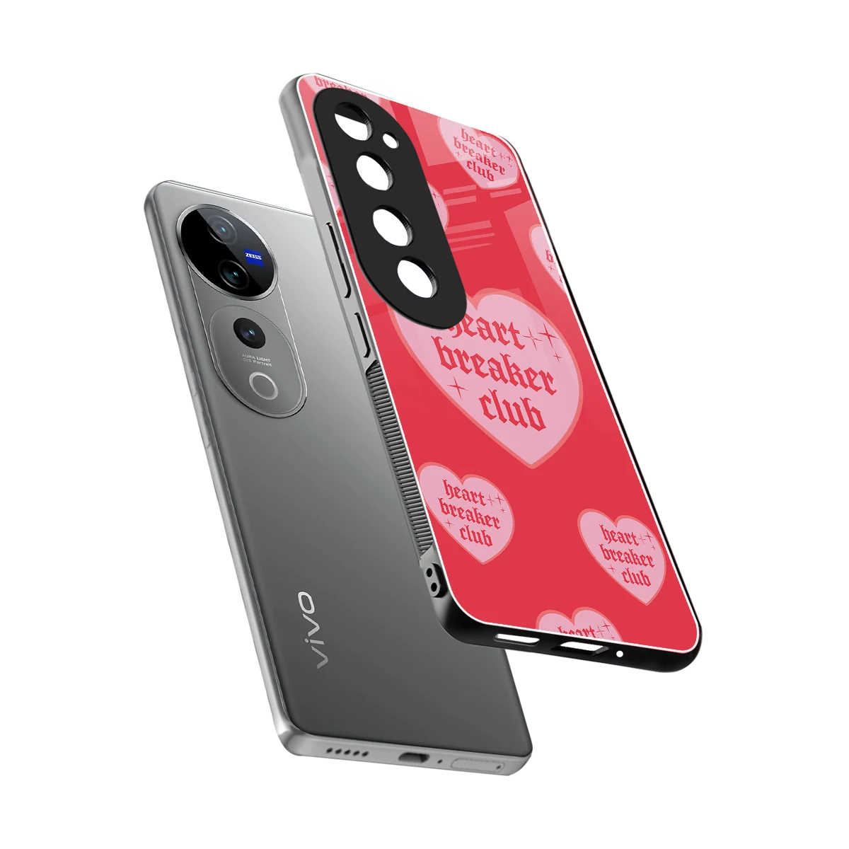 Heart Breaker Club sleek vivo v40 pro cover with tempered glass back and TPU edges
