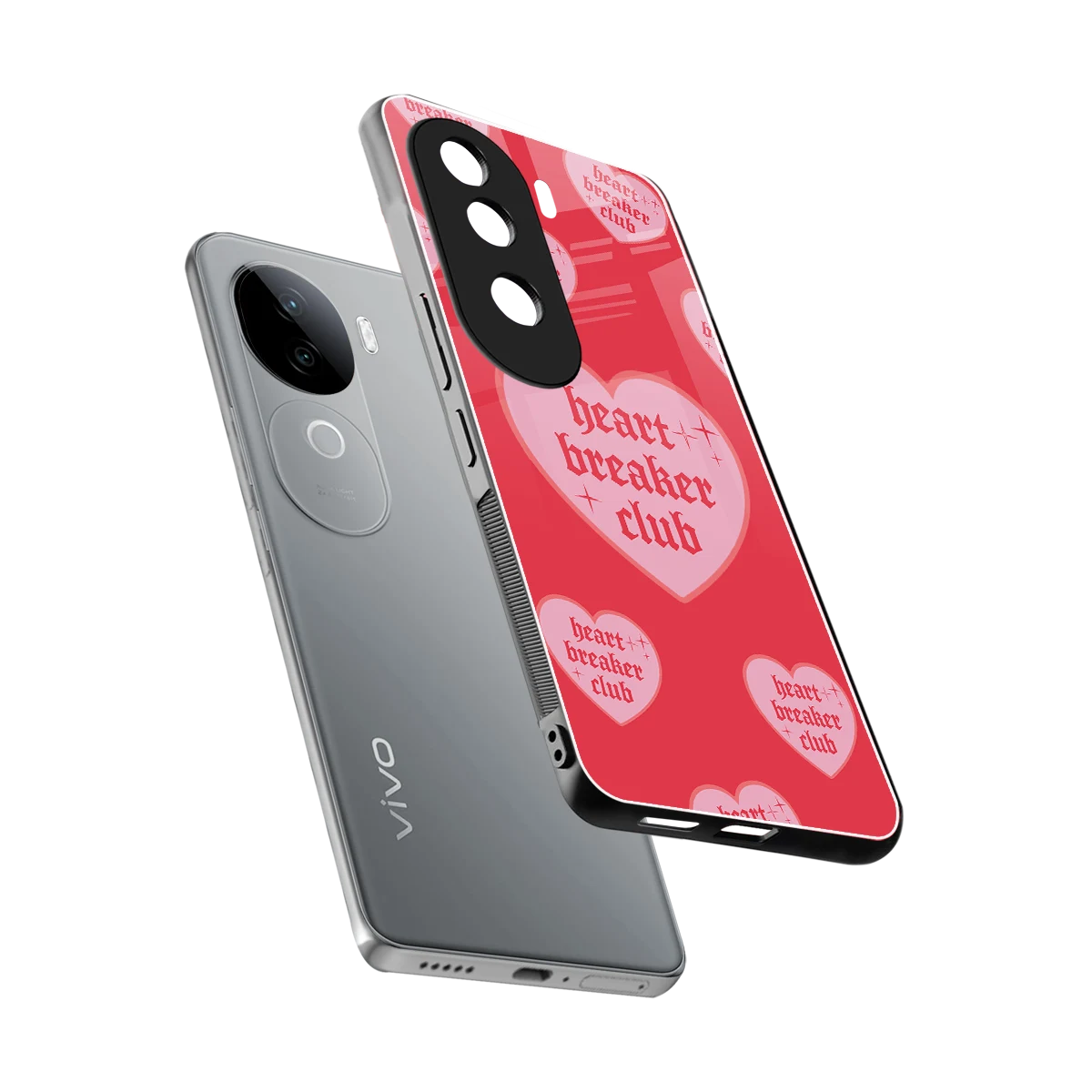 Heart Breaker Club sleek vivo v40e cover with tempered glass back and TPU edges