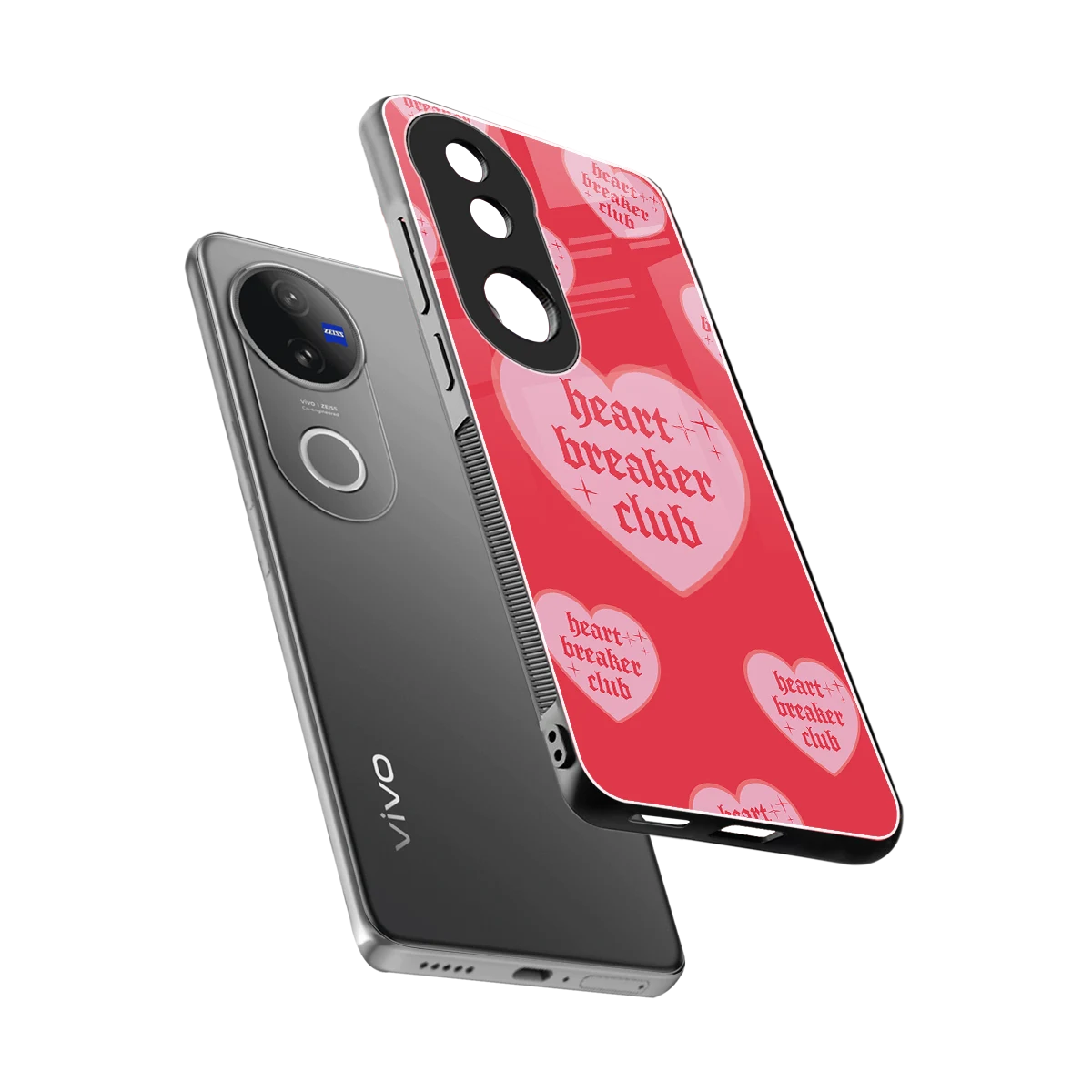 Heart Breaker Club sleek vivo v50 cover with tempered glass back and TPU edges