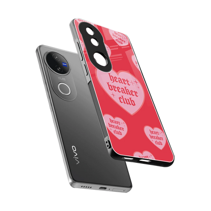 Heart Breaker Club sleek vivo v50 cover with tempered glass back and TPU edges
