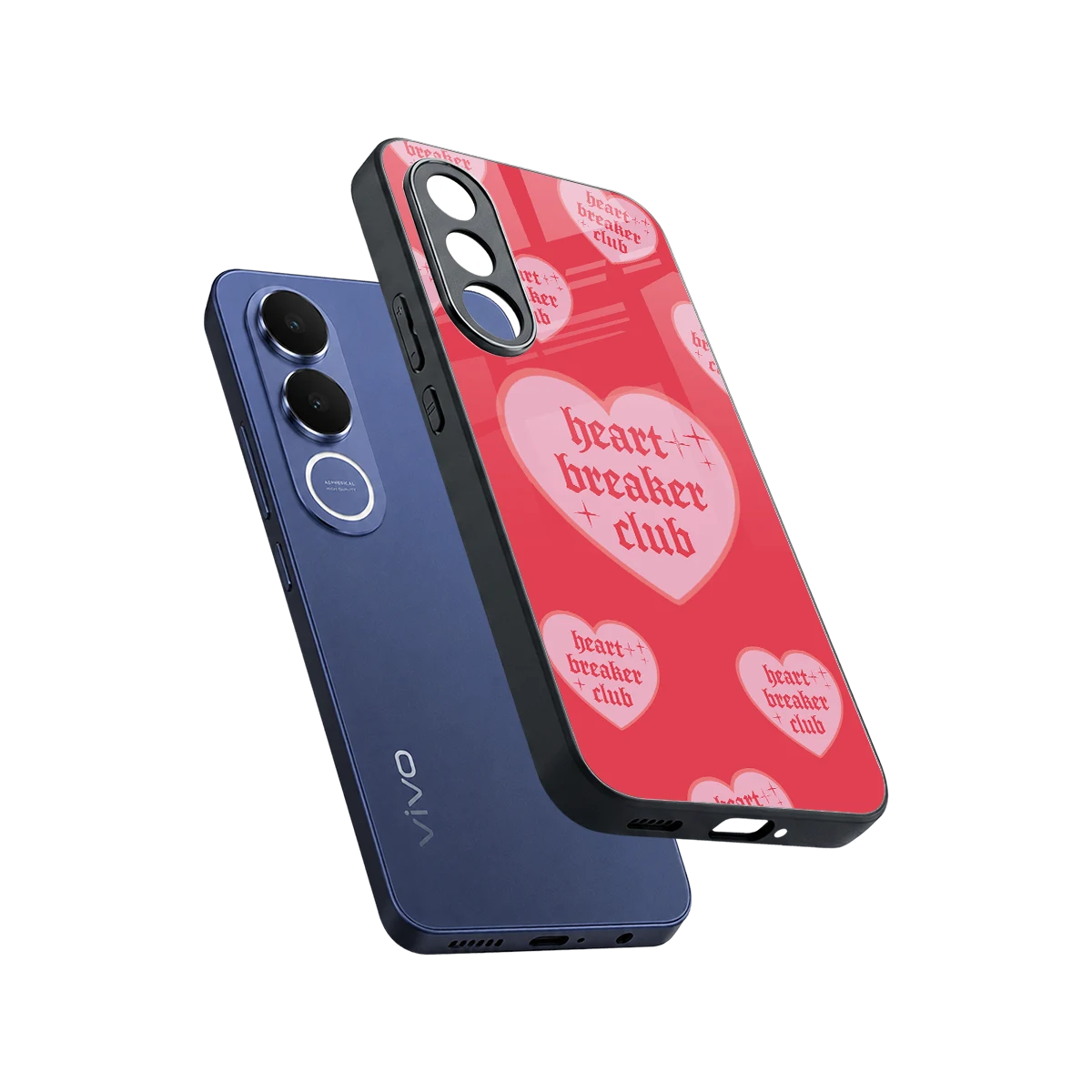 Heart Breaker Club sleek vivo v70 fe cover with tempered glass back and TPU edges
