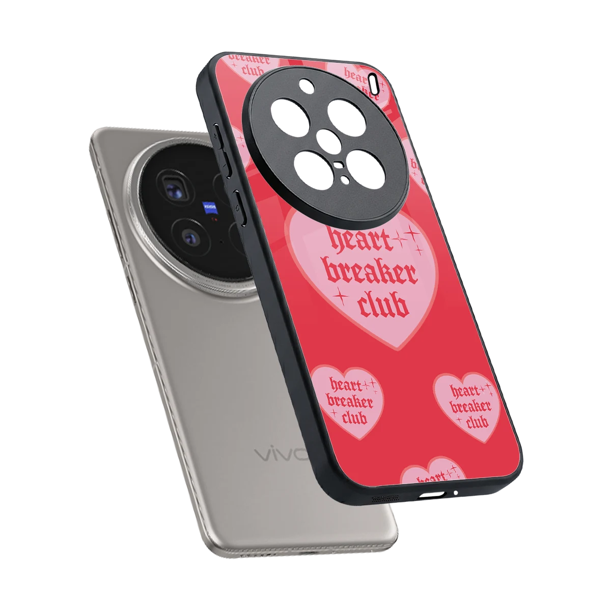 Heart Breaker Club sleek vivo x200 pro cover with tempered glass back and TPU edges