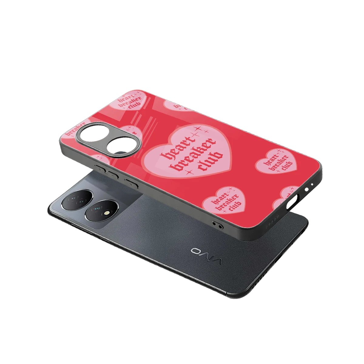 Heart Breaker Club sleek Vivo-y100 cover with tempered glass back and TPU edges