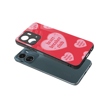Heart Breaker Club sleek vivo y16 cover with tempered glass back and TPU edges