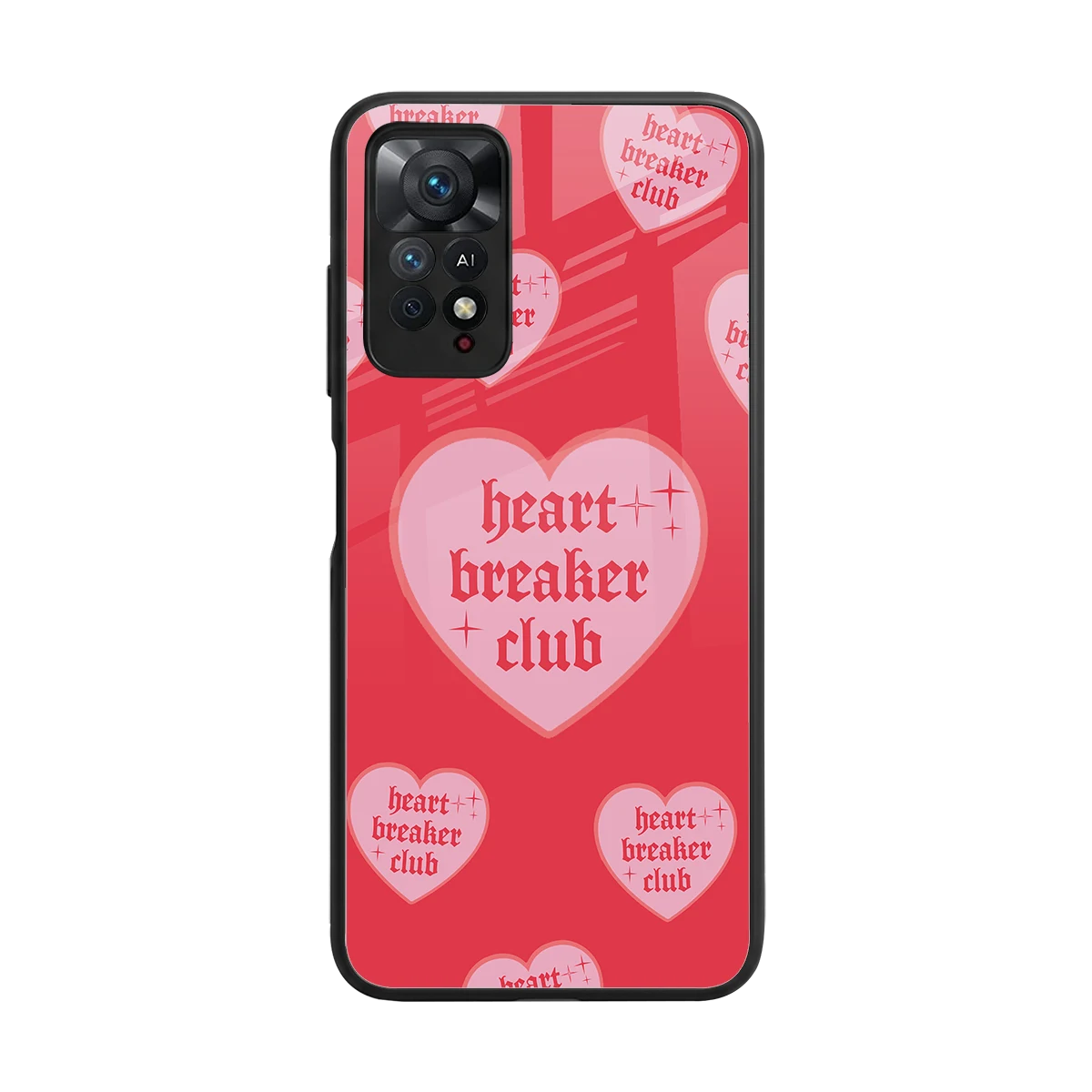 Heart Breaker Club back phone cover | glass case for redmi note 11 pro