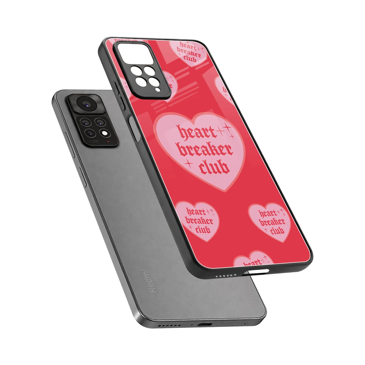 Heart Breaker Club sleek redmi note 11 pro cover with tempered glass back and TPU edges