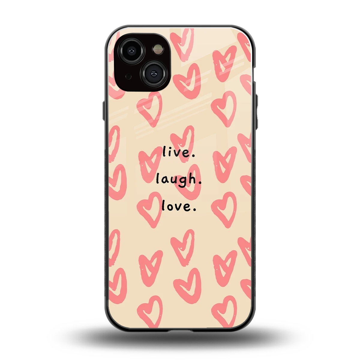 Heart Flow back phone cover | glass case for iphone 14 plus