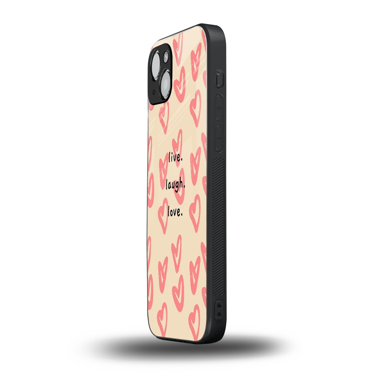 Heart Flow iphone 14 plus mobile cover | shockproof glass phone case