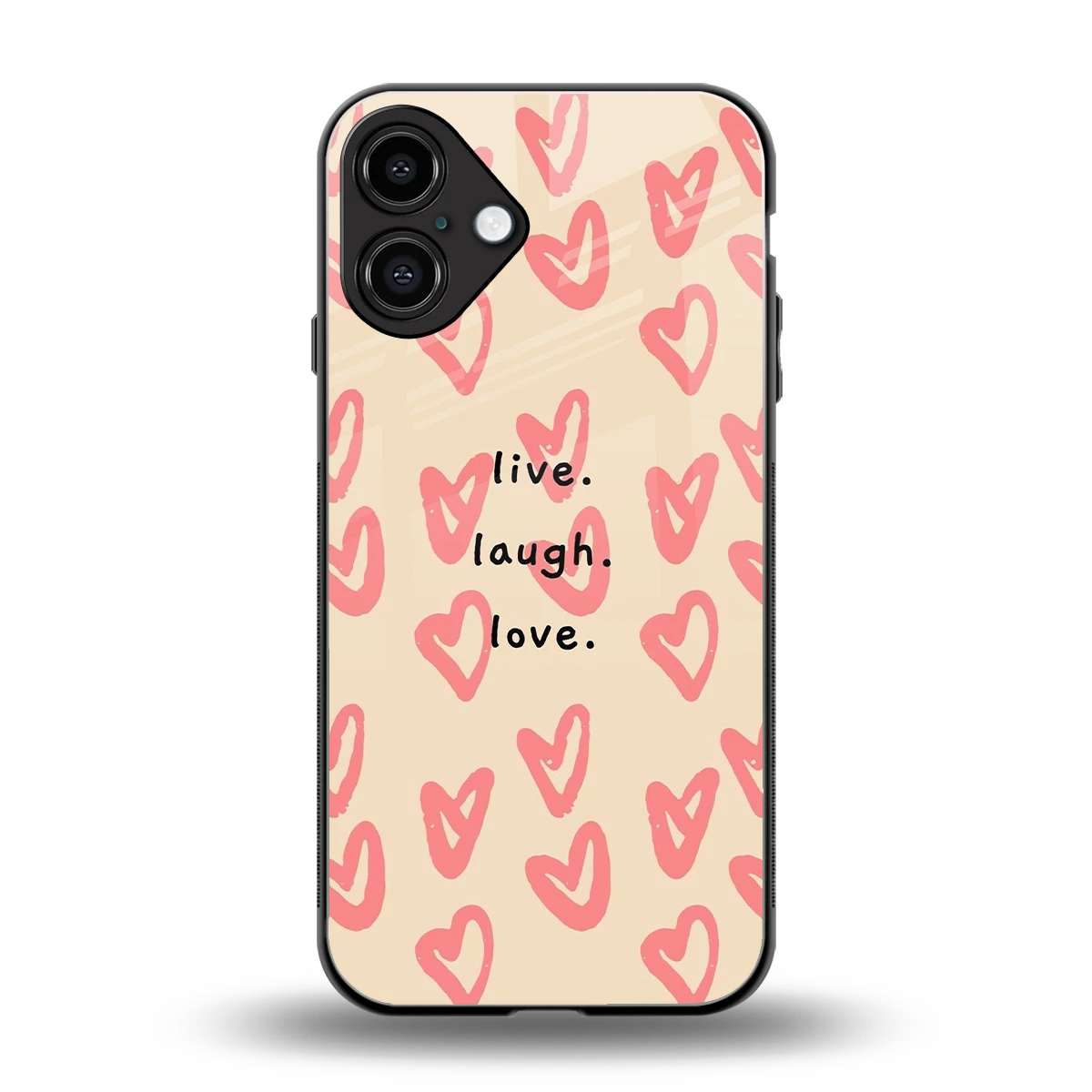 Heart Flow back phone cover | glass case for iphone 16 plus
