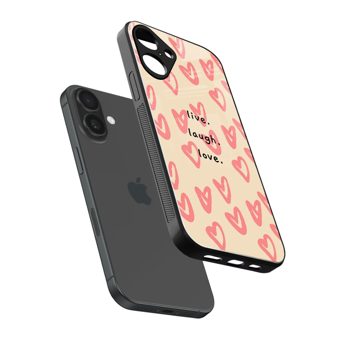 Heart Flow sleek iphone 16 plus cover with tempered glass back and TPU edges