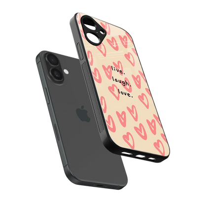 Heart Flow sleek iPhone 16 cover with tempered glass back and TPU edges