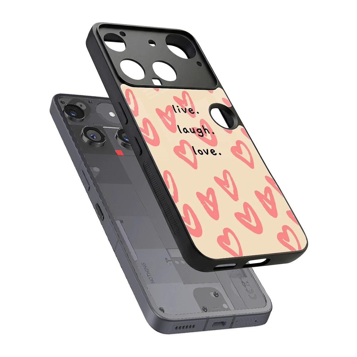 Heart Flow sleek nothing phone 3 cover with tempered glass back and TPU edges