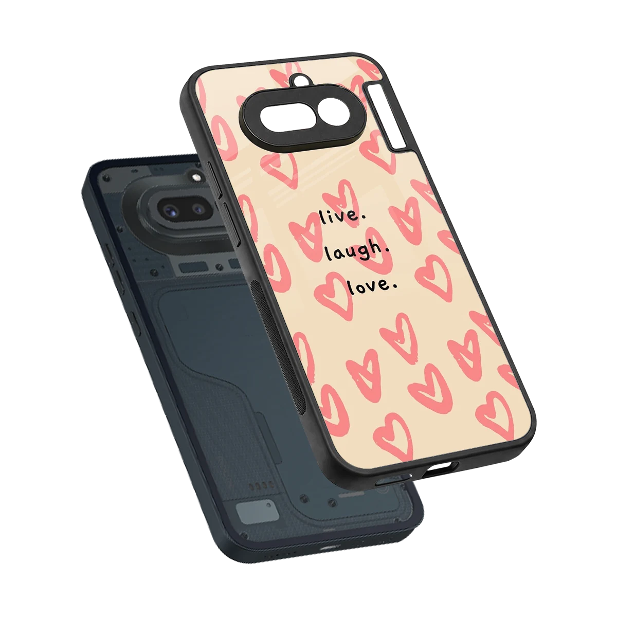 Heart Flow sleek nothing phone 4a cover with tempered glass back and TPU edges