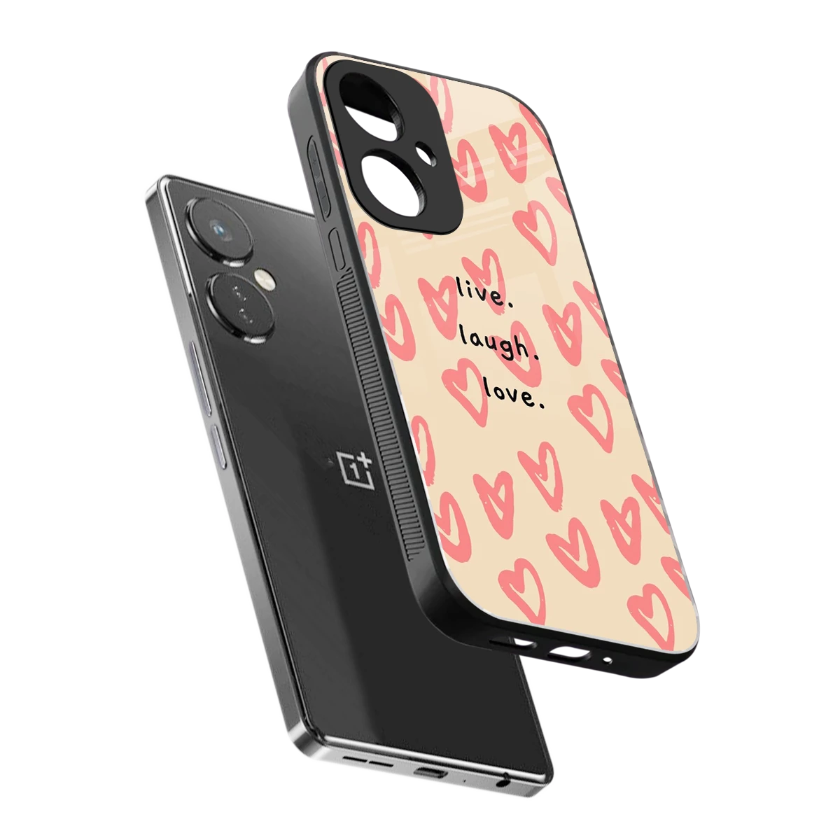 Heart Flow sleek oneplus nord ce 3 cover with tempered glass back and TPU edges