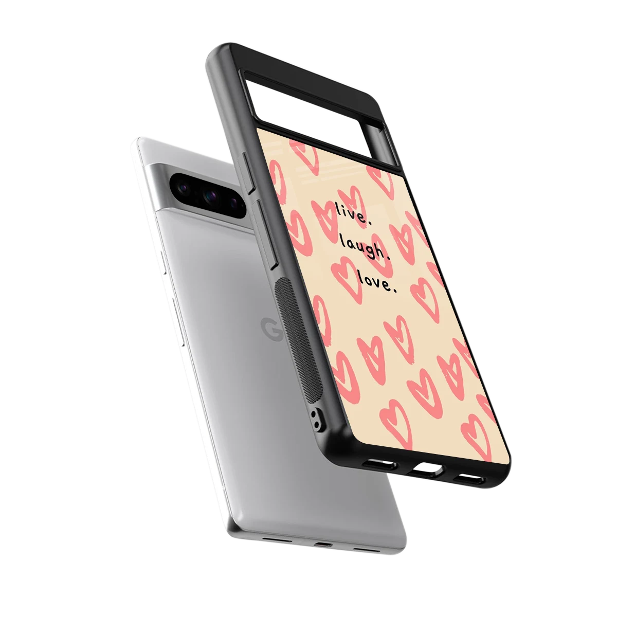 Heart Flow sleek google pixel 8 pro cover with tempered glass back and TPU edges