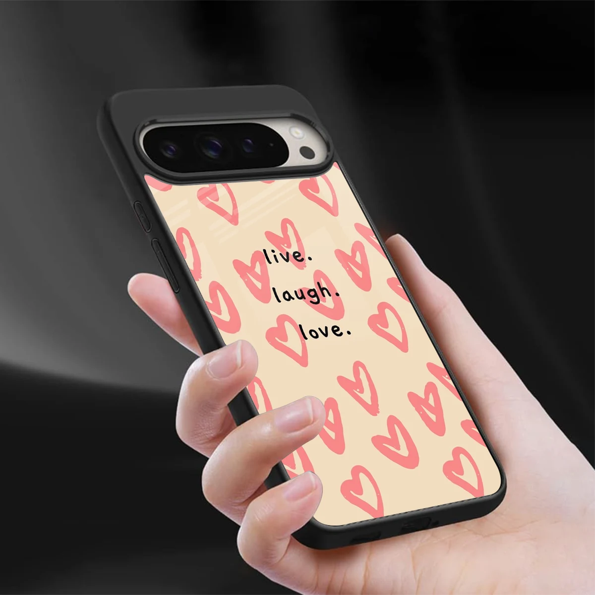 Heart Flow sleek google pixel 9 pro cover with tempered glass back and TPU edges