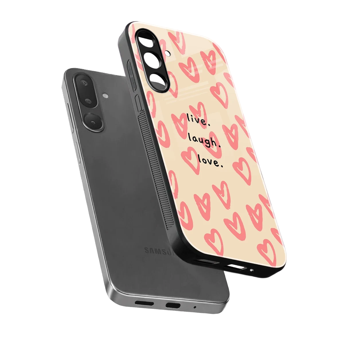 Heart Flow sleek samsung galaxy m56 5g cover with tempered glass back and TPU edges