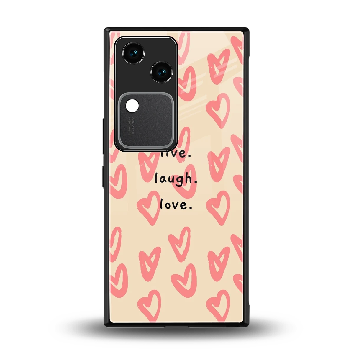 Heart Flow back phone cover | glass case for vivo v30