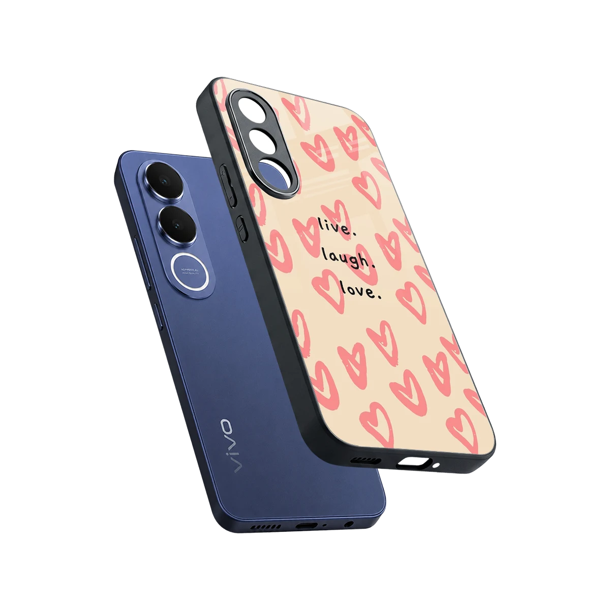 Heart Flow sleek vivo v70 fe cover with tempered glass back and TPU edges